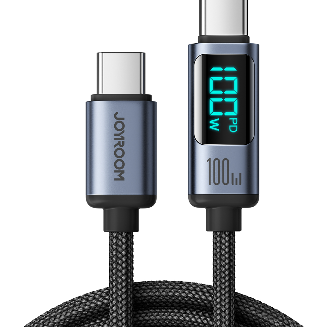 S-CC100A16 Prism Series 100W Type-C to Type-C Digital Display Fast Charging Data Cable 1.2m