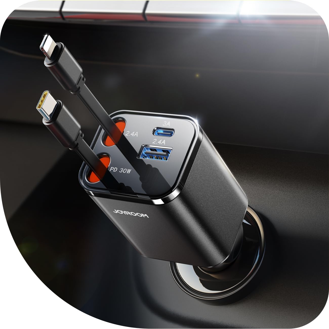 JOYROOM  Retractable Car Charger 4 in 1 [2025 Ultra-Compact]