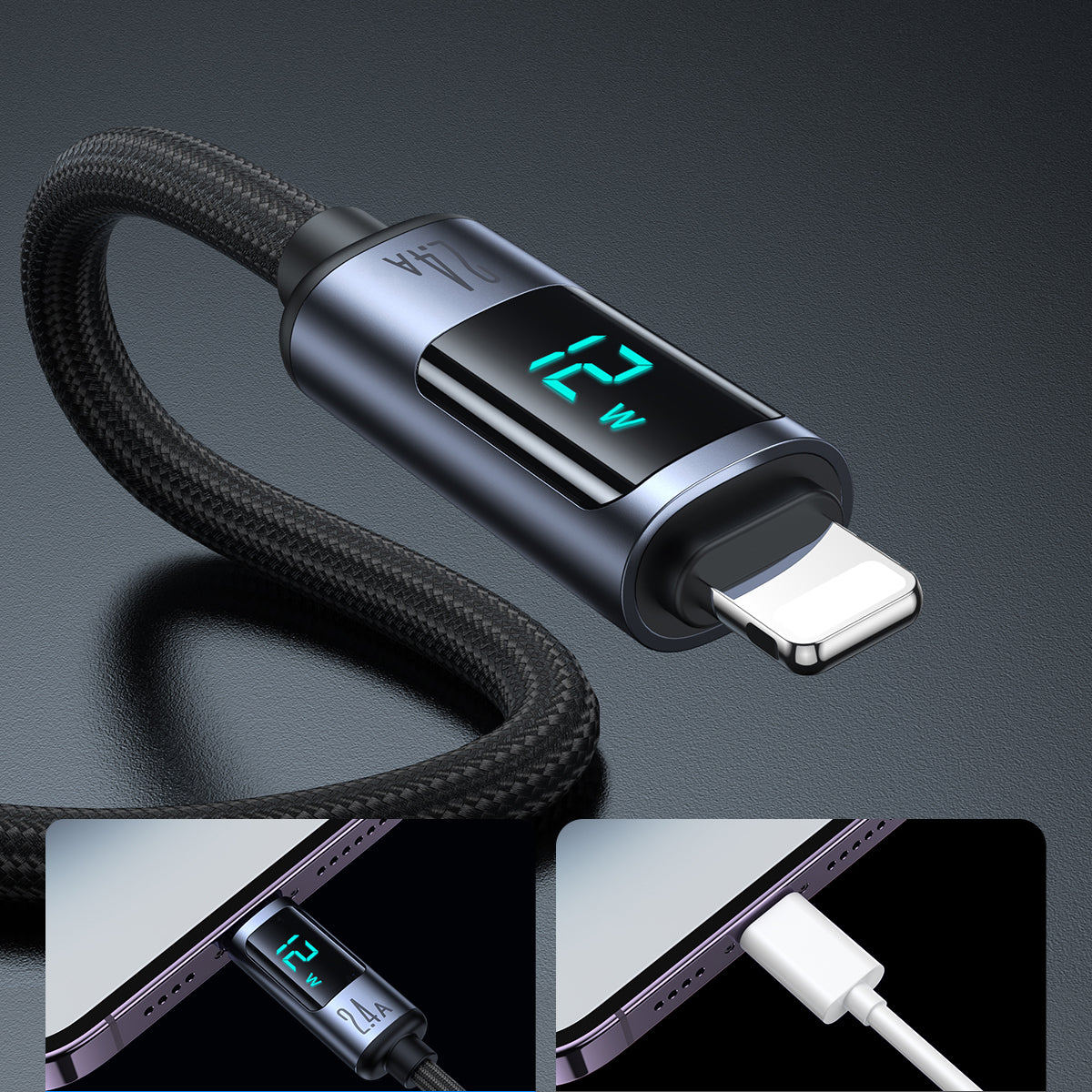 JOYROOM S-AL012A16 Prism Series 2.4A USB-A to Lightning Digital Display Fast Charging Data Cable 1.2m