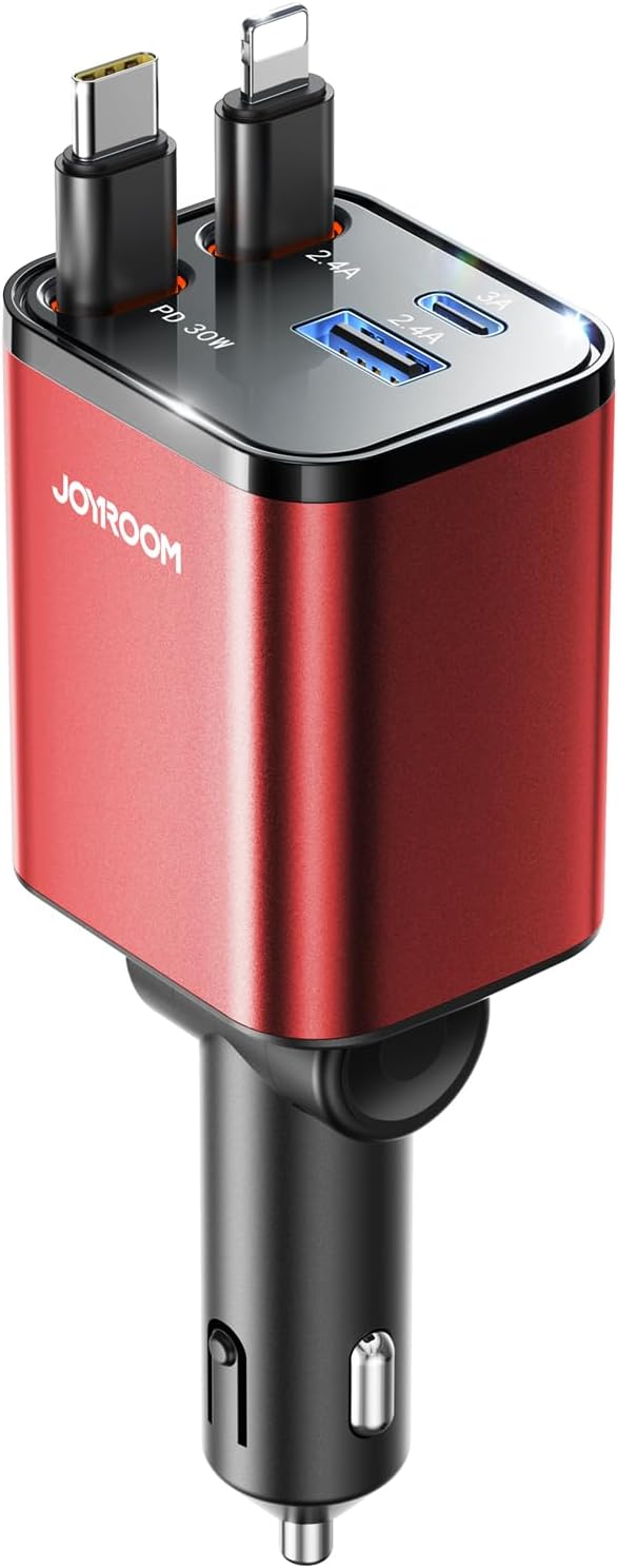 JOYROOM  Retractable Car Charger 4 in 1 [2025 Ultra-Compact]