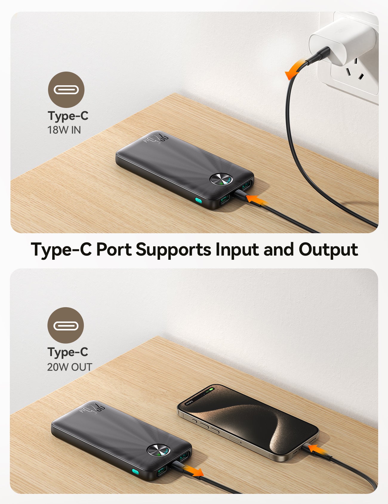 JOYROOM JR-PBF15 22.5W LED Fast Charging Power Bank 10000mAh