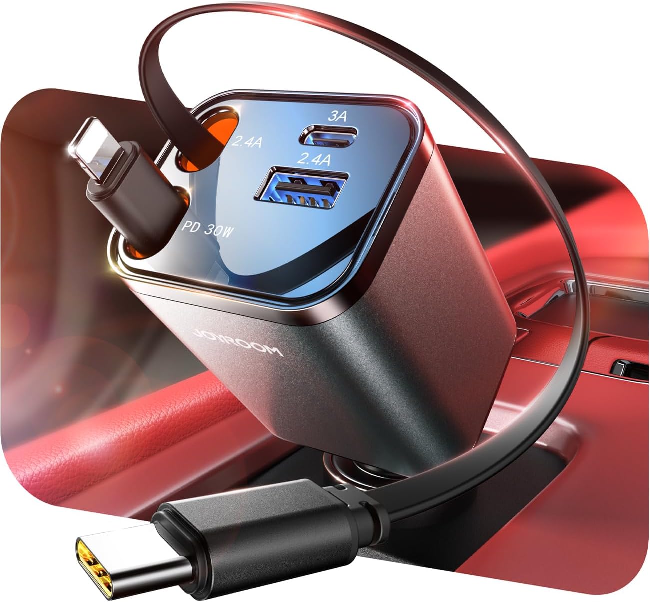 JOYROOM  Retractable Car Charger 4 in 1 [2025 Ultra-Compact]