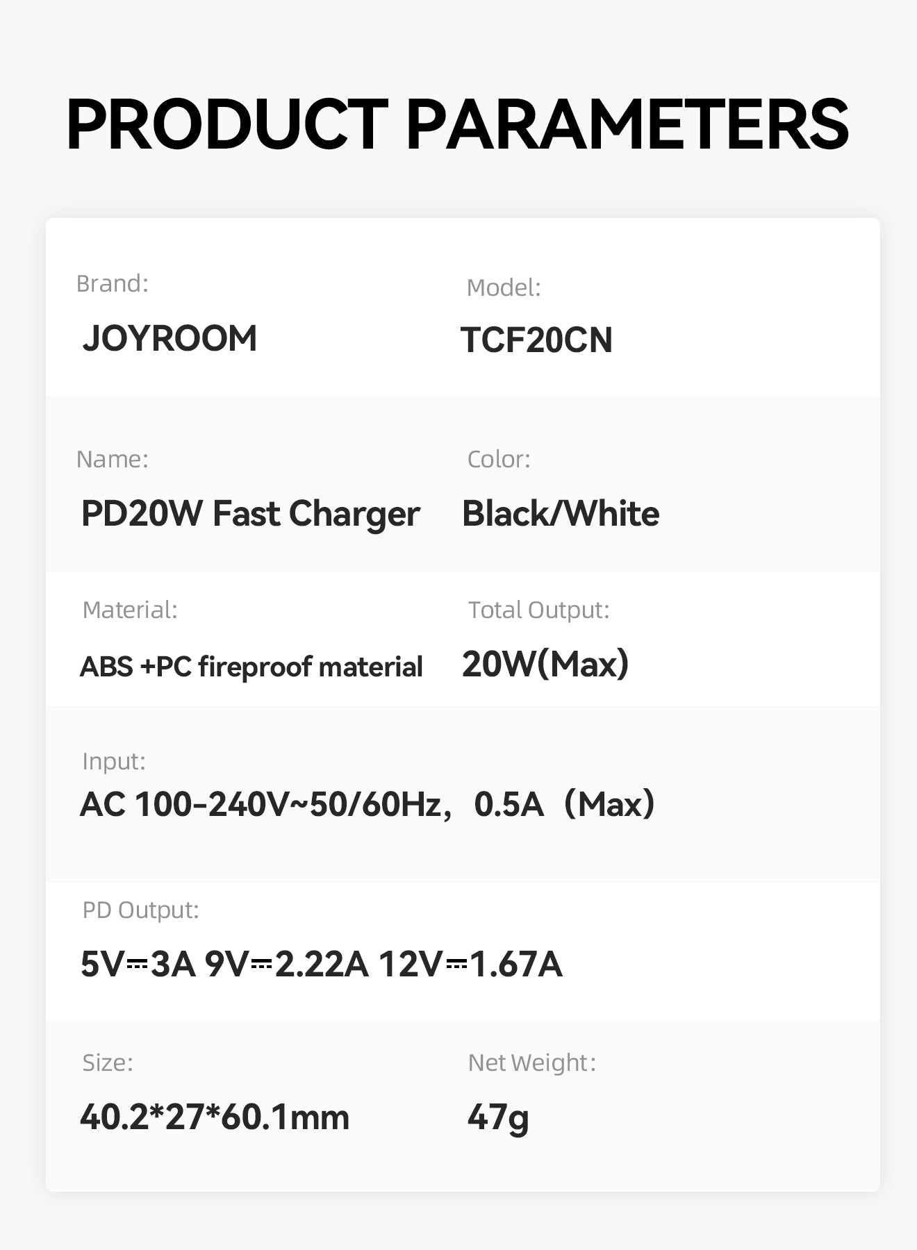 JOYROOM JR-TCF20 PD20W Charger CN