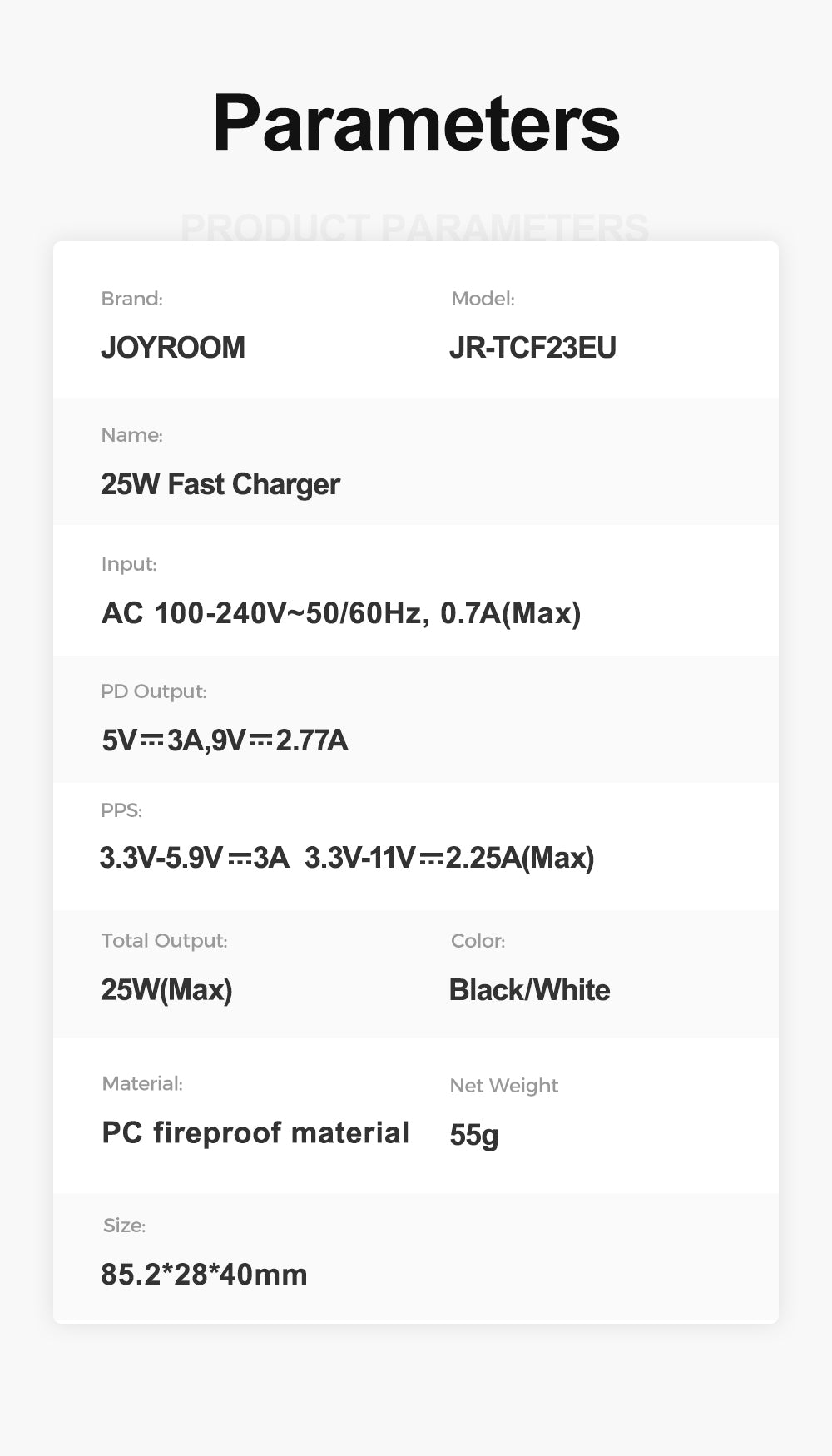 JOYROOM JR-TCF23 25W Charger EU